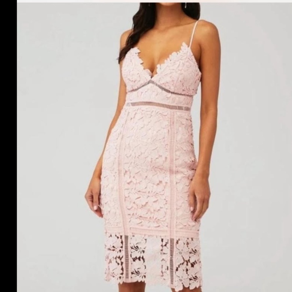 Bardot Pink Lave Cutout Back V-Neck Midi Dress Size 8
